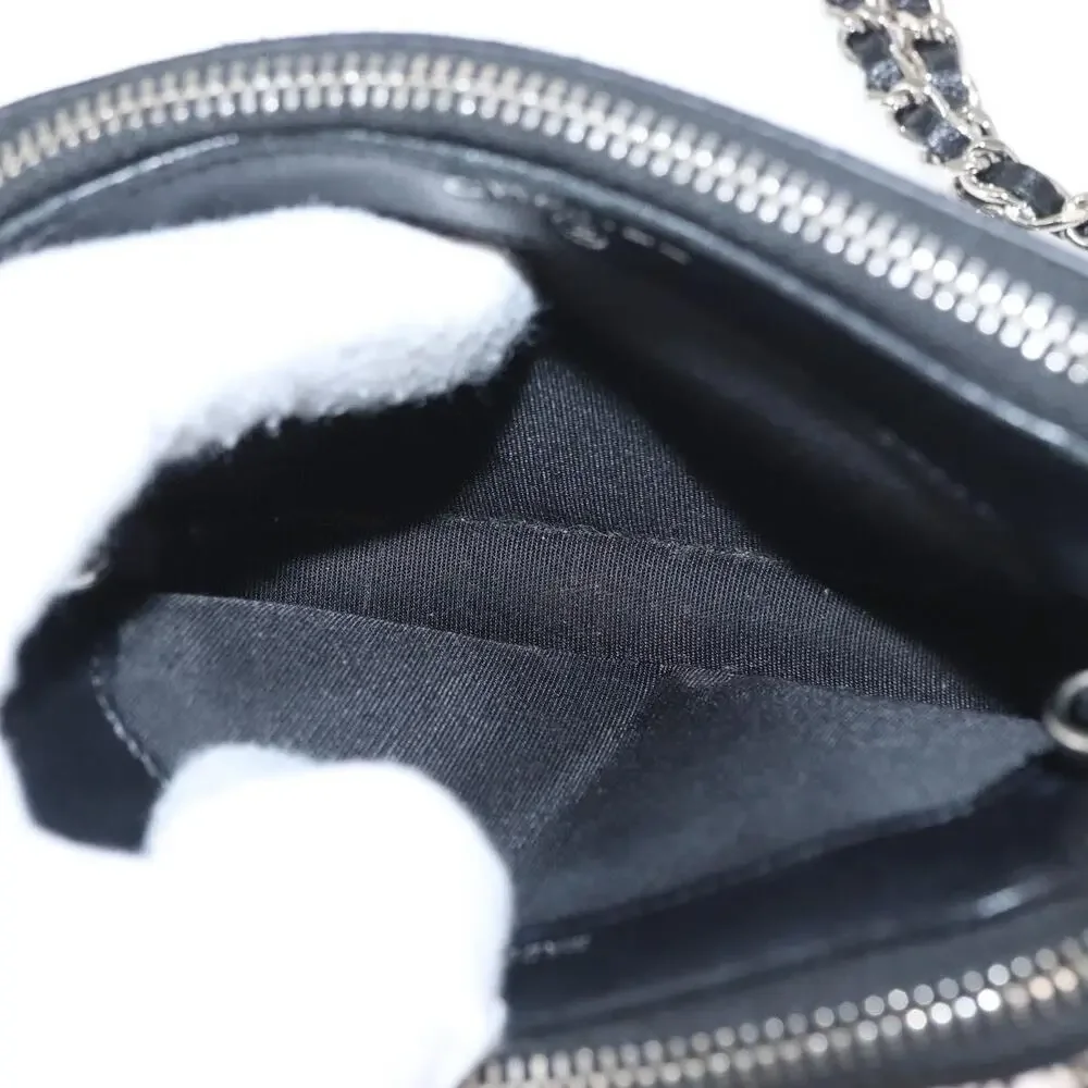 Chanel Sequin Chain Shoulder Bag Black Canvas